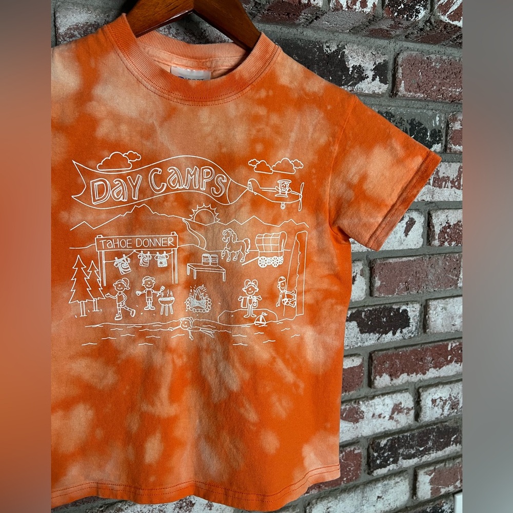 KIDS Tahoe Donner DAY CAMPS Spiral bleach Short sleeve tshirt